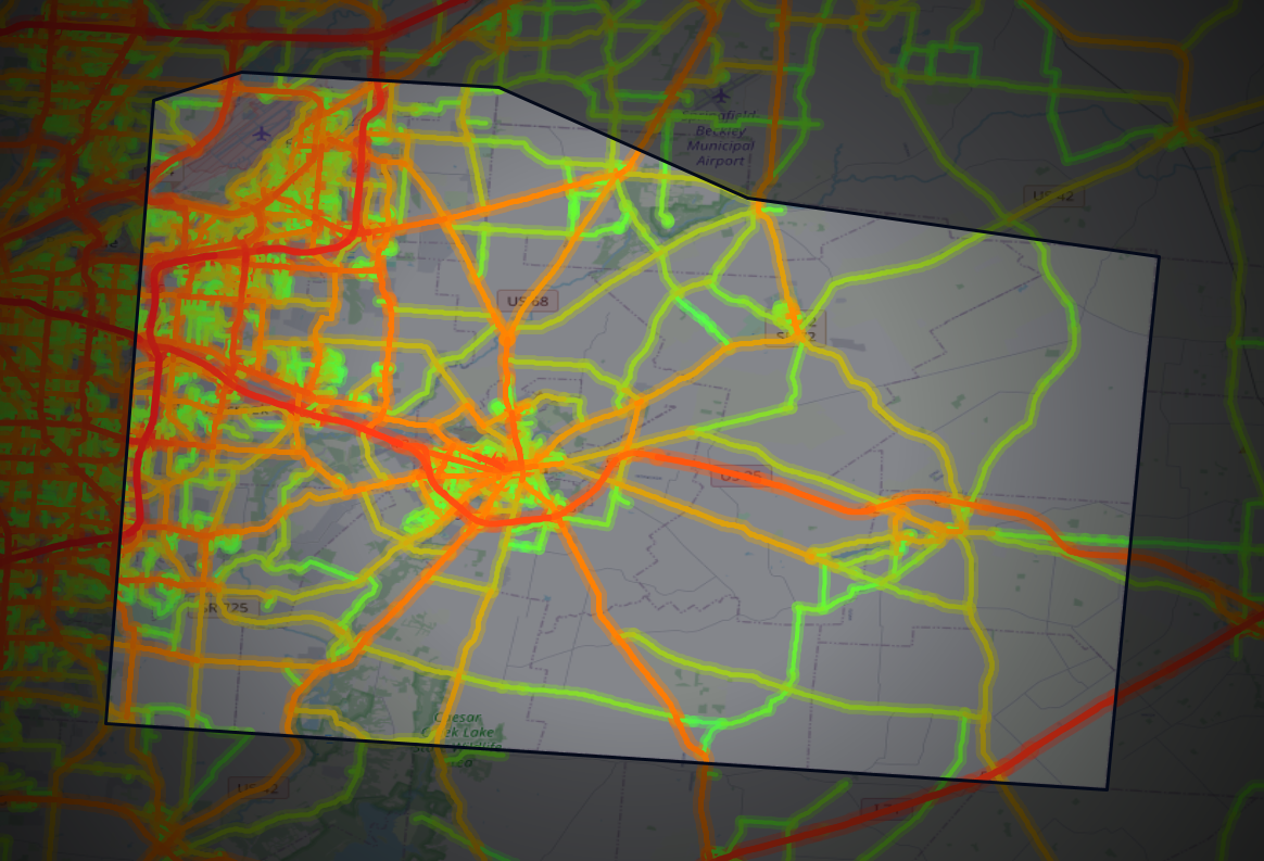 Traffic map of Greene, Ohio