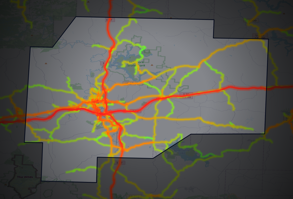 Traffic map of Guernsey, Ohio