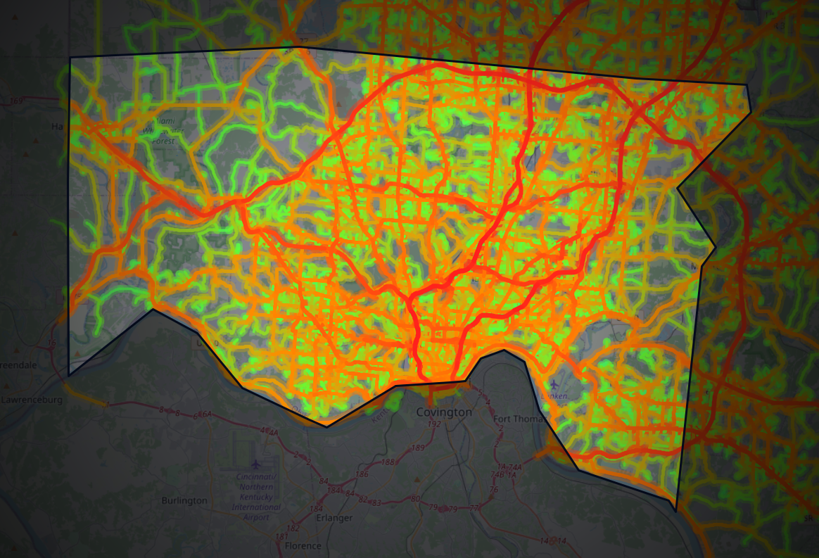 Traffic map of Hamilton, Ohio