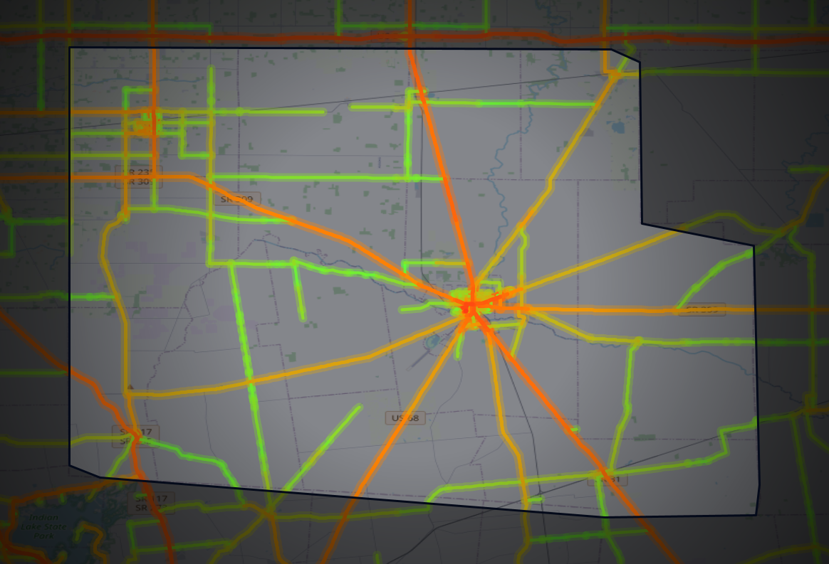 Traffic map of Hardin, Ohio