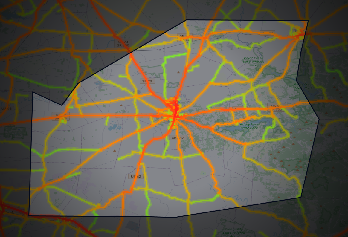 Traffic map of Highland, Ohio