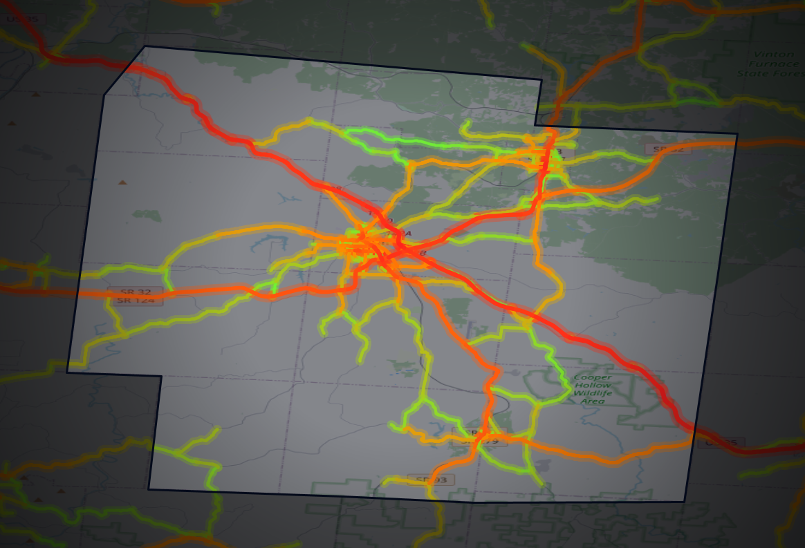 Traffic map of Jackson, Ohio