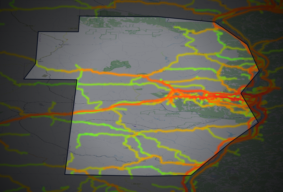 Traffic map of Jefferson, Ohio