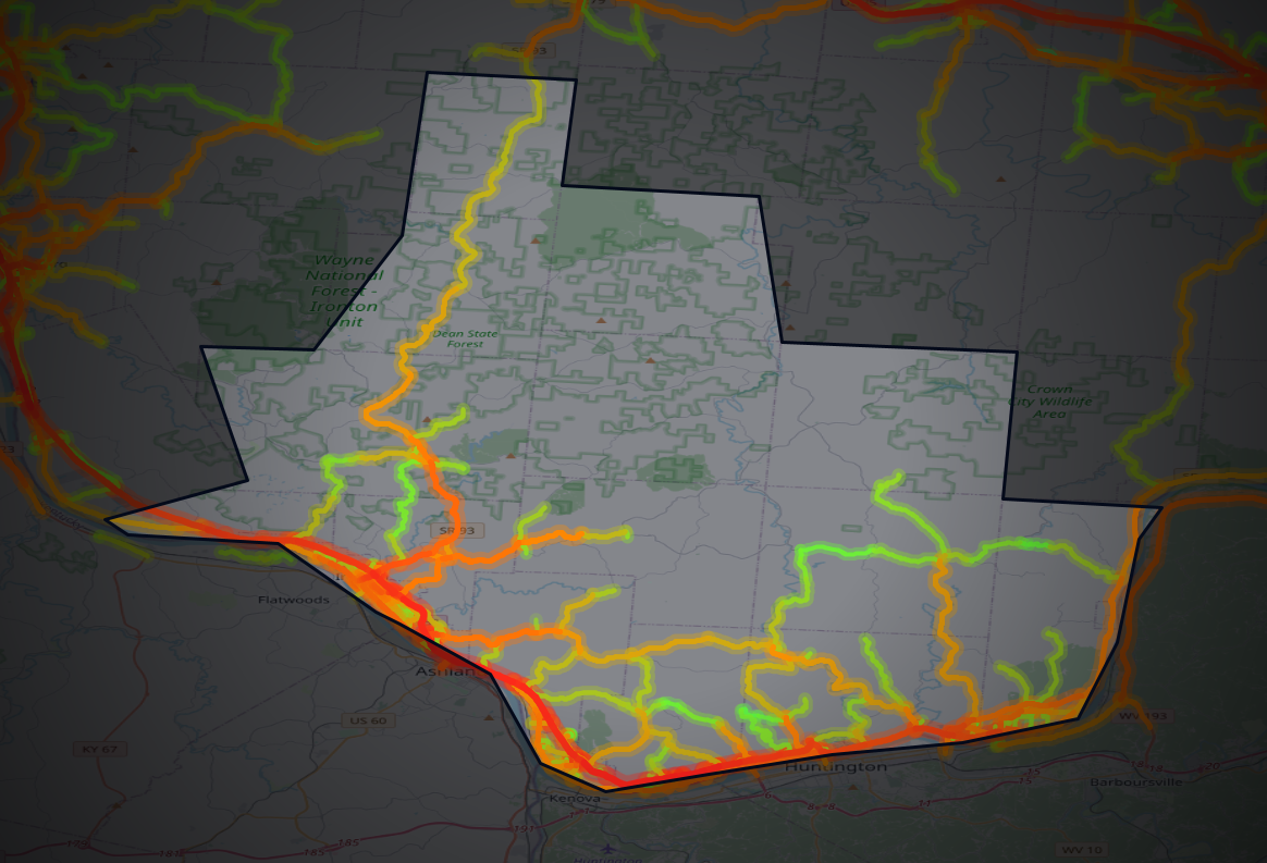 Traffic map of Lawrence, Ohio