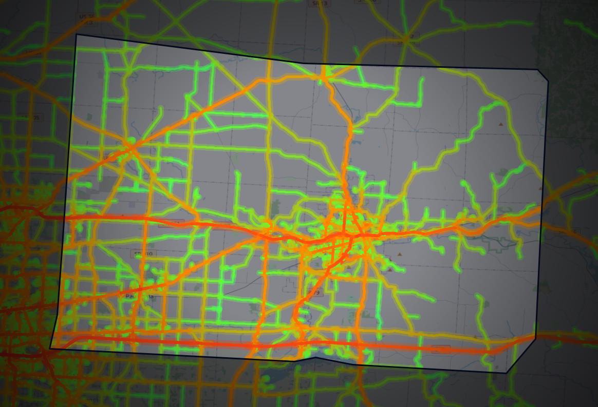 Traffic map of Licking, Ohio