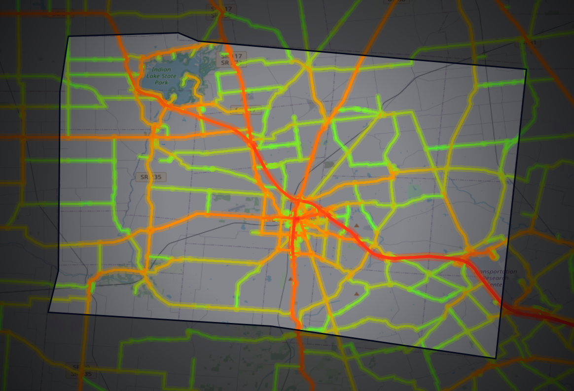 Traffic map of Logan, Ohio