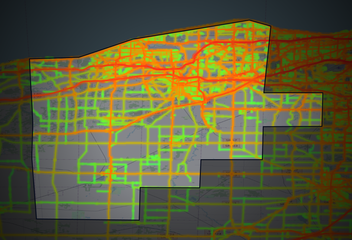 Traffic map of Lorain, Ohio
