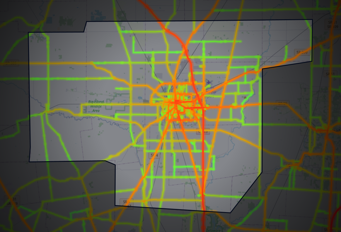 Traffic map of Marion, Ohio