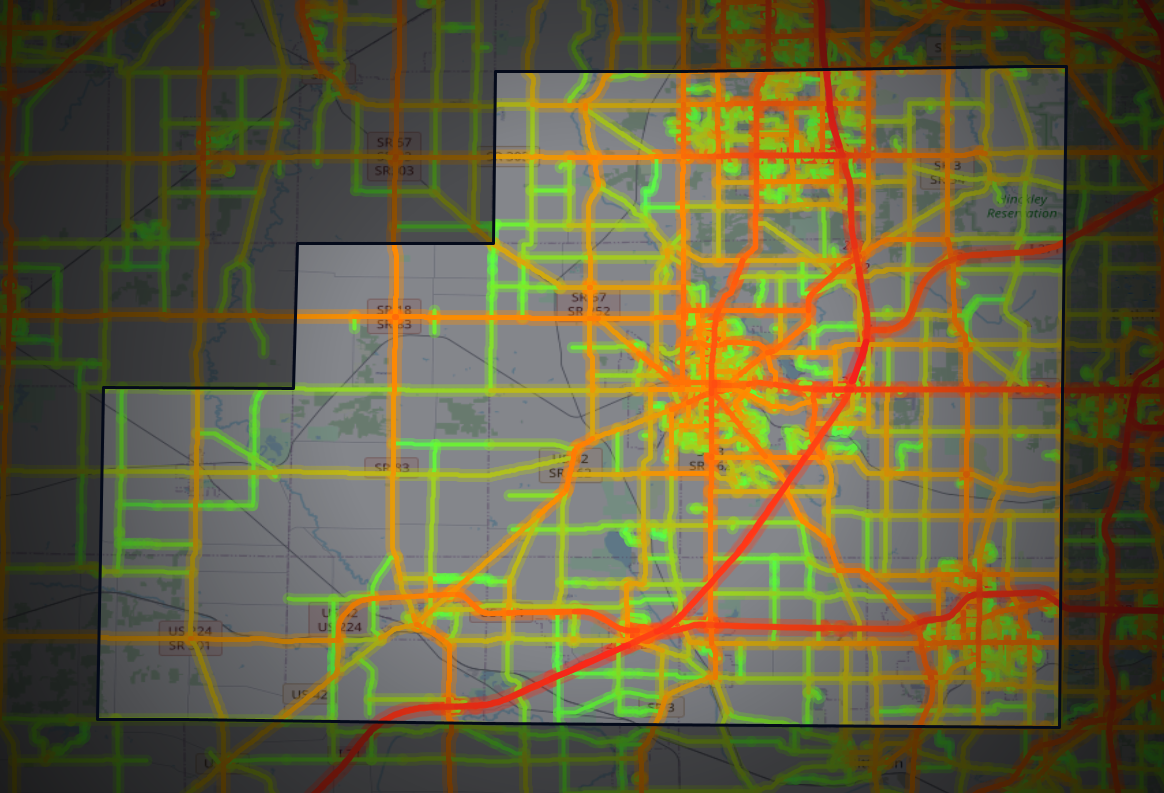 Traffic map of Medina, Ohio