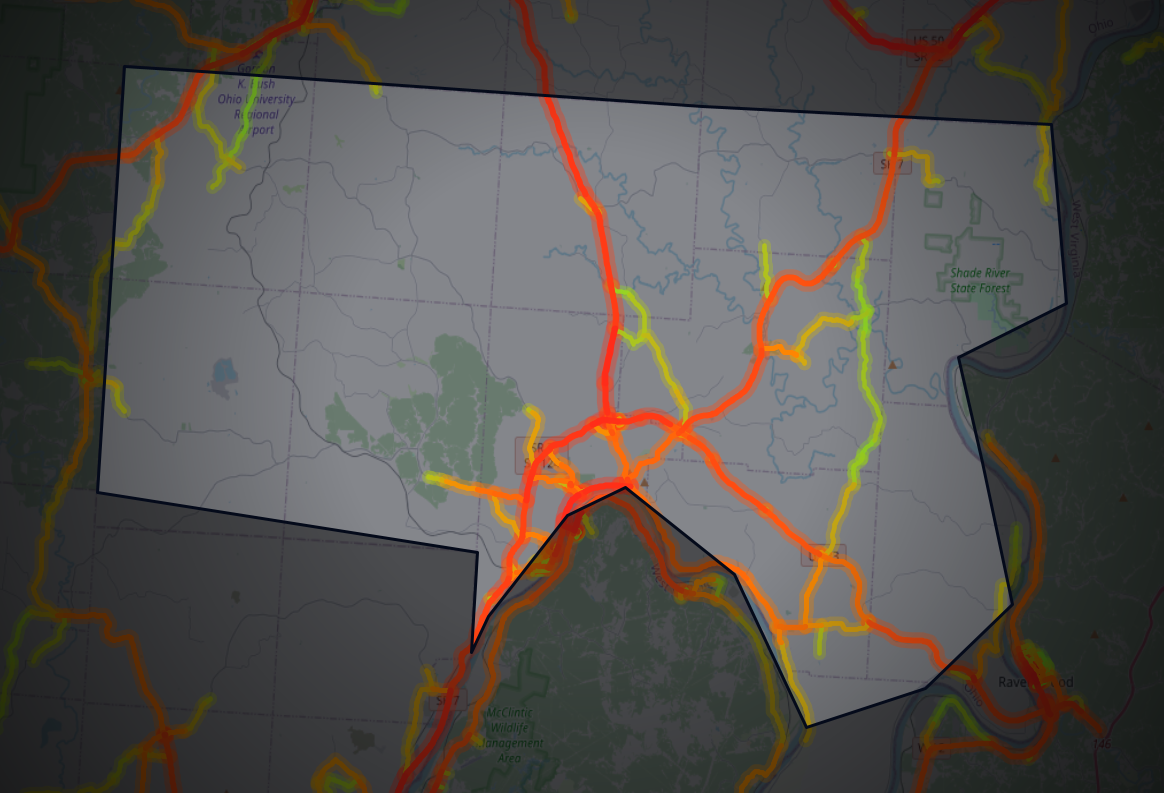 Traffic map of Meigs, Ohio