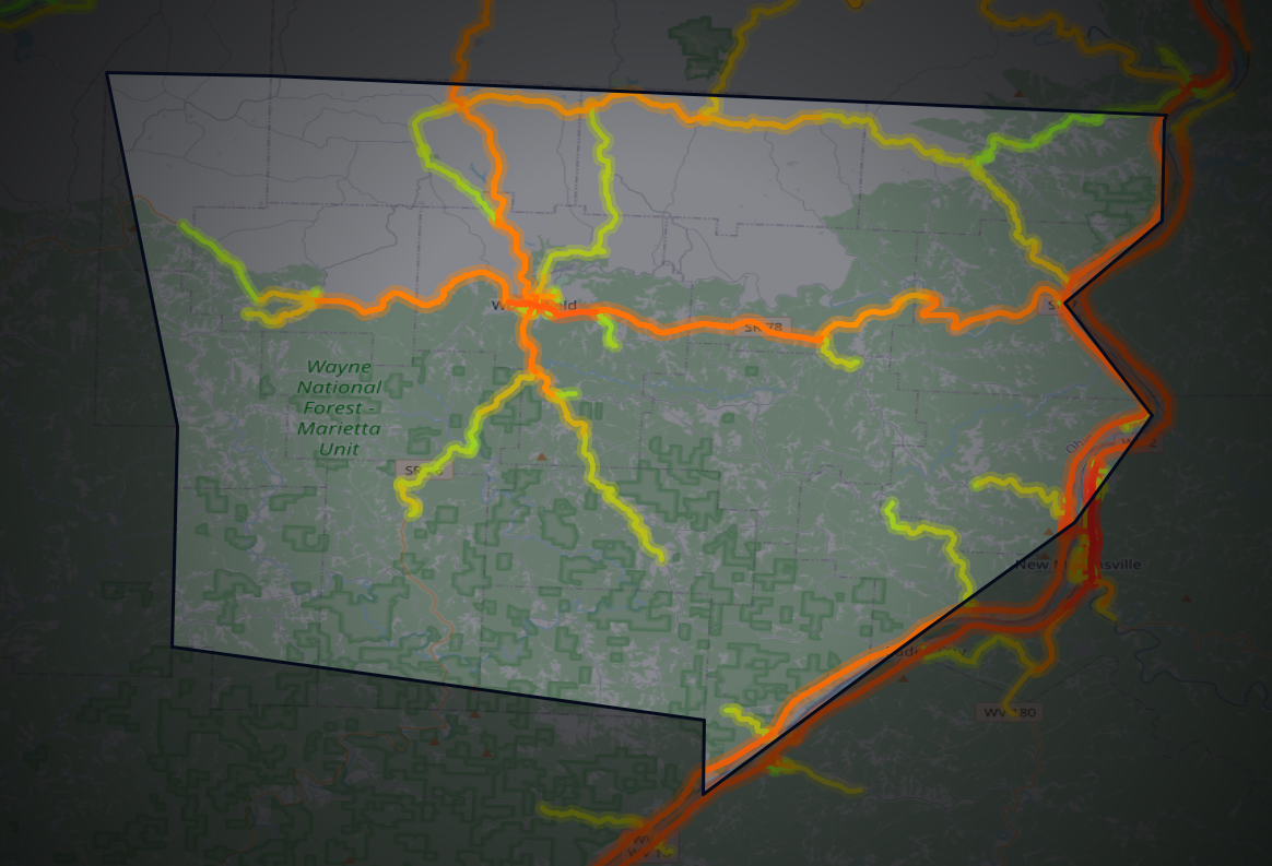 Traffic map of Monroe, Ohio