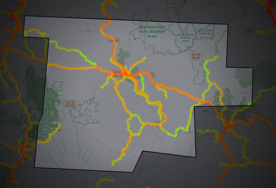 Traffic map of Morgan, Ohio
