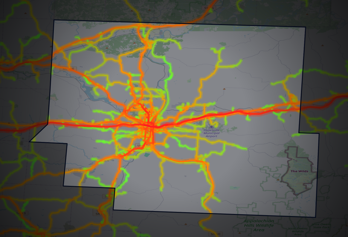 Traffic map of Muskingum, Ohio