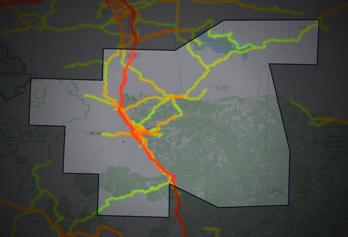 Traffic map of Noble, Ohio