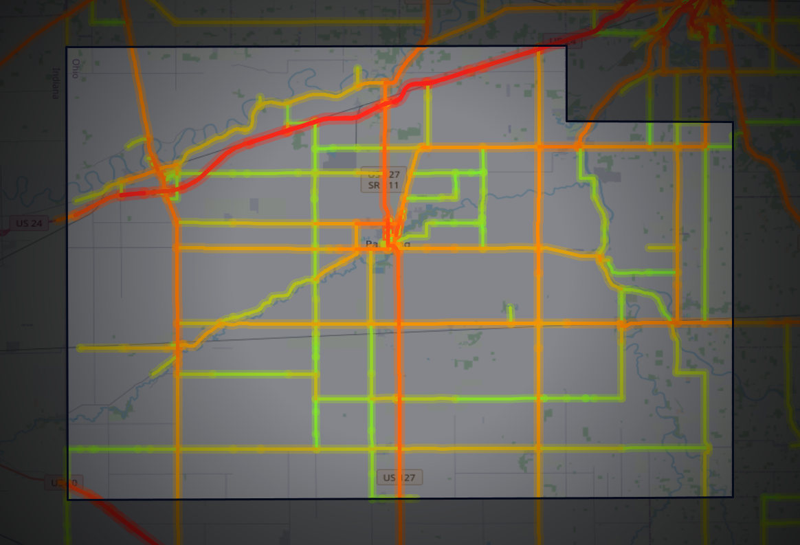 Traffic map of Paulding, Ohio