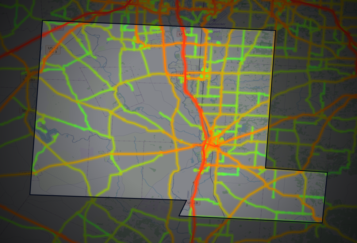 Traffic map of Pickaway, Ohio