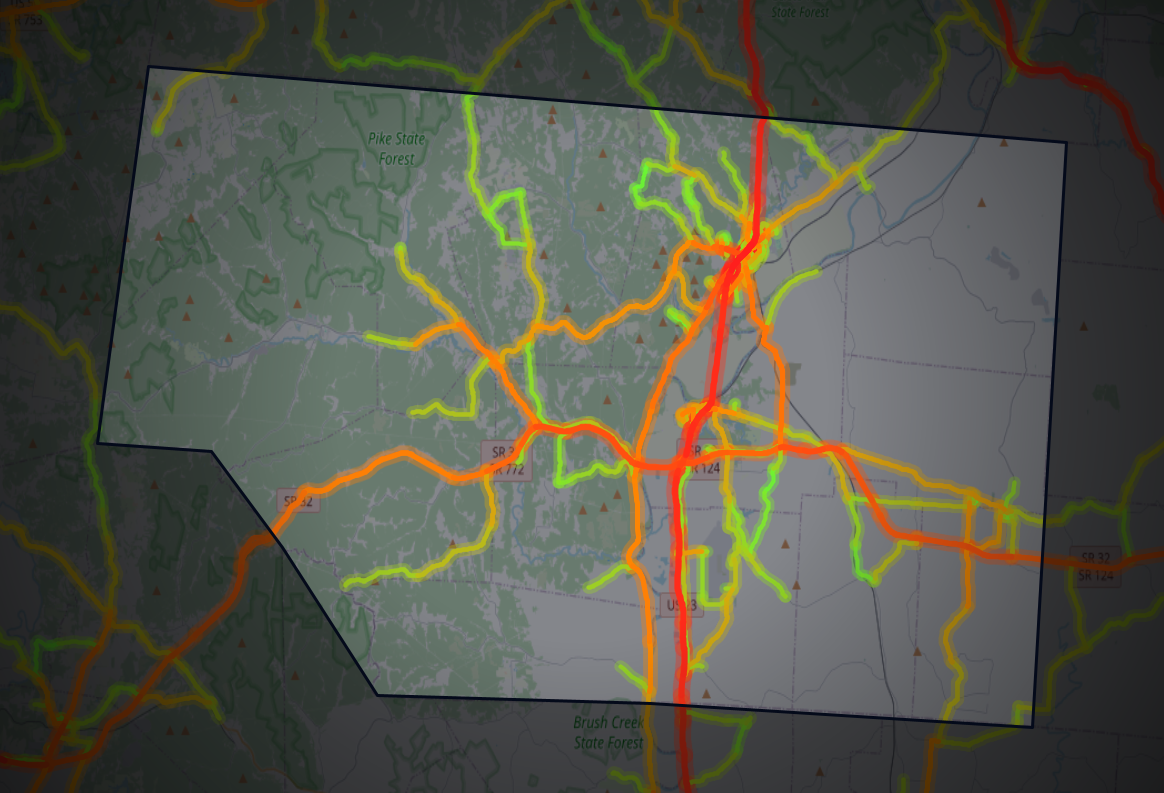 Traffic map of Pike, Ohio