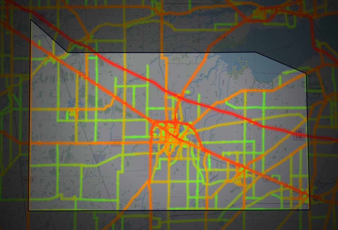 Traffic map of Sandusky, Ohio