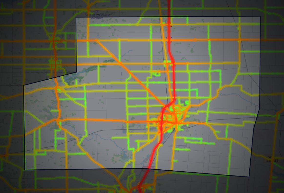 Traffic map of Shelby, Ohio