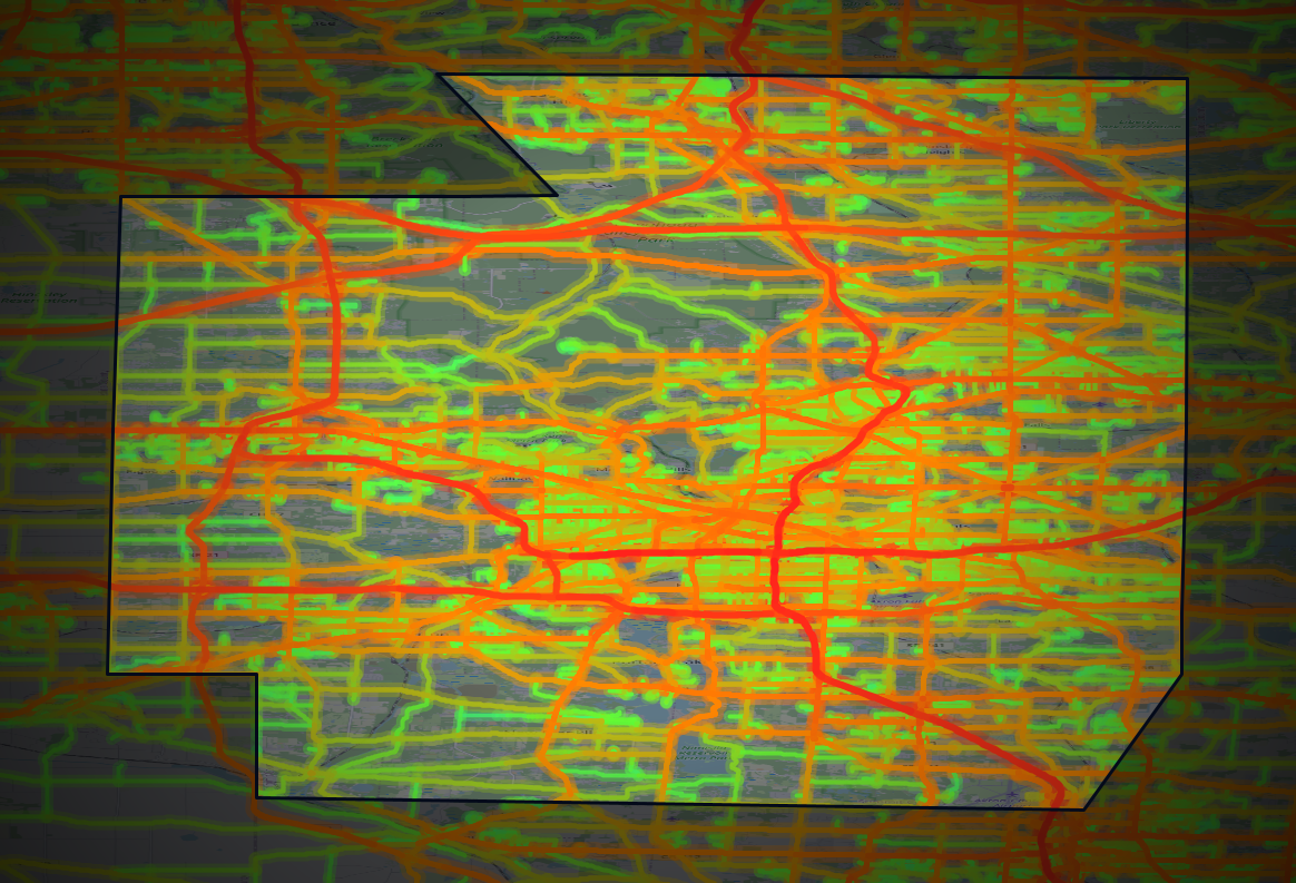 Traffic map of Summit, Ohio