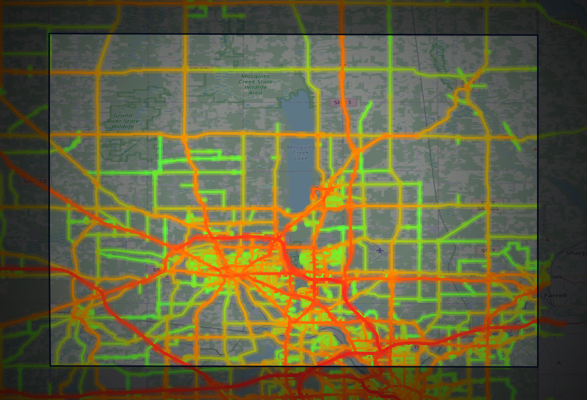 Traffic map of Trumbull, Ohio
