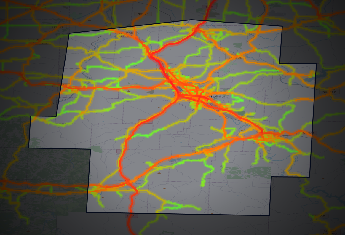 Traffic map of Tuscarawas, Ohio