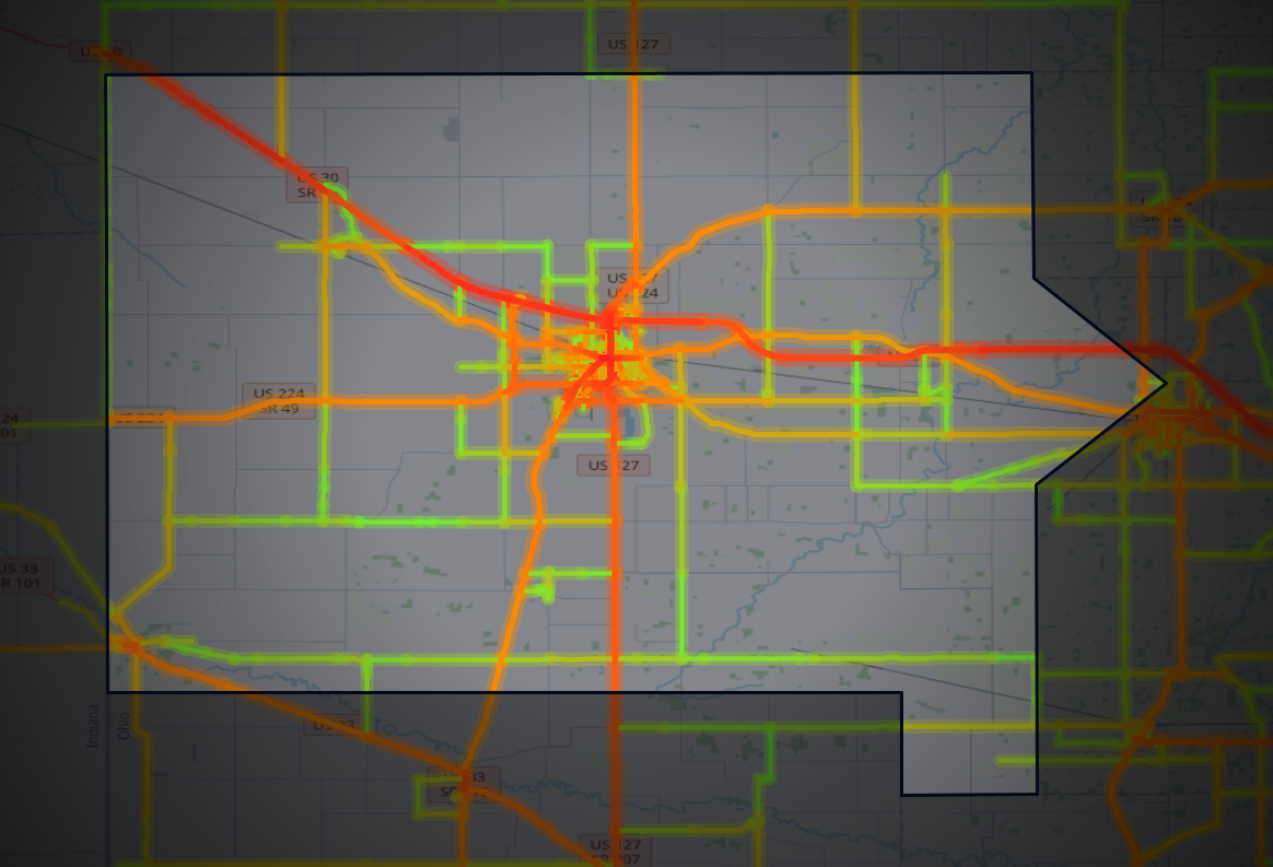 Traffic map of Van Wert, Ohio