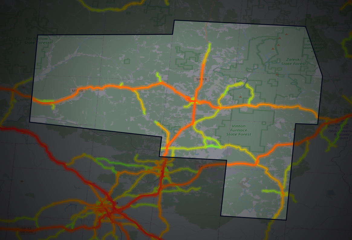 Traffic map of Vinton, Ohio