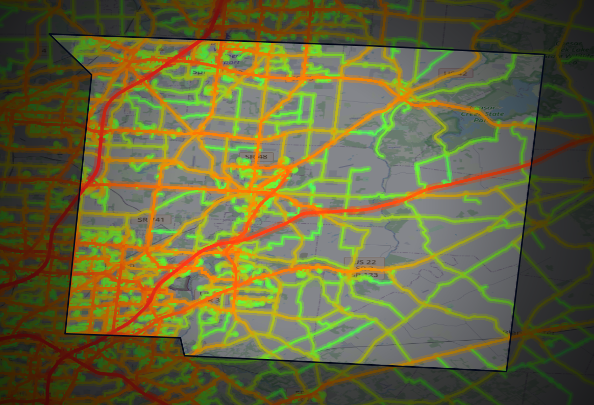 Traffic map of Warren, Ohio