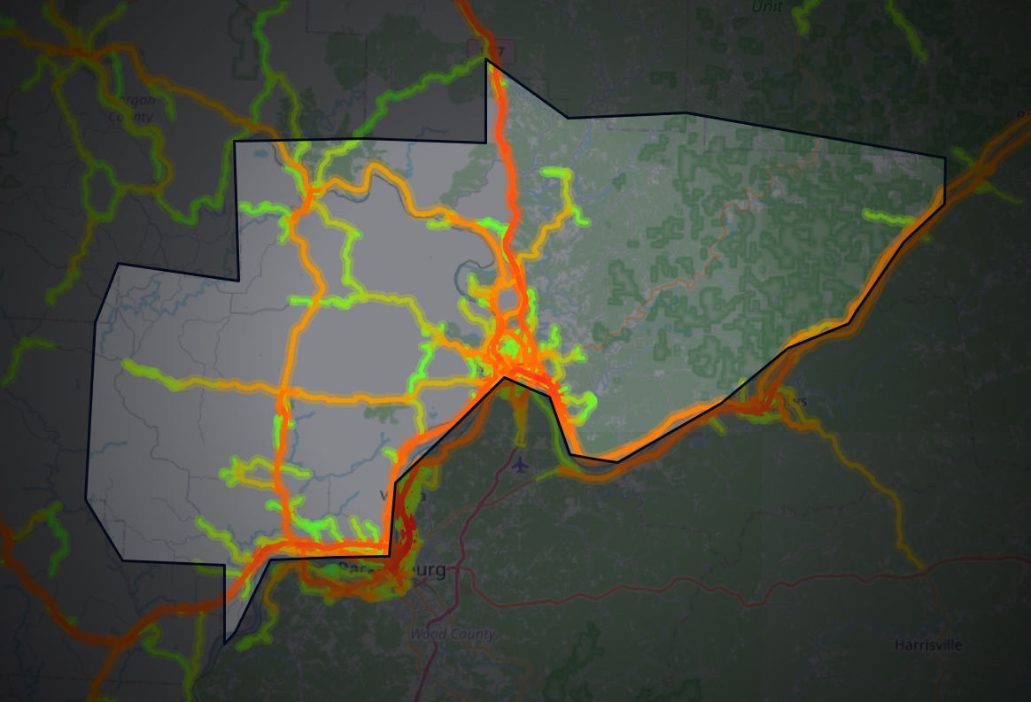 Traffic map of Washington, Ohio