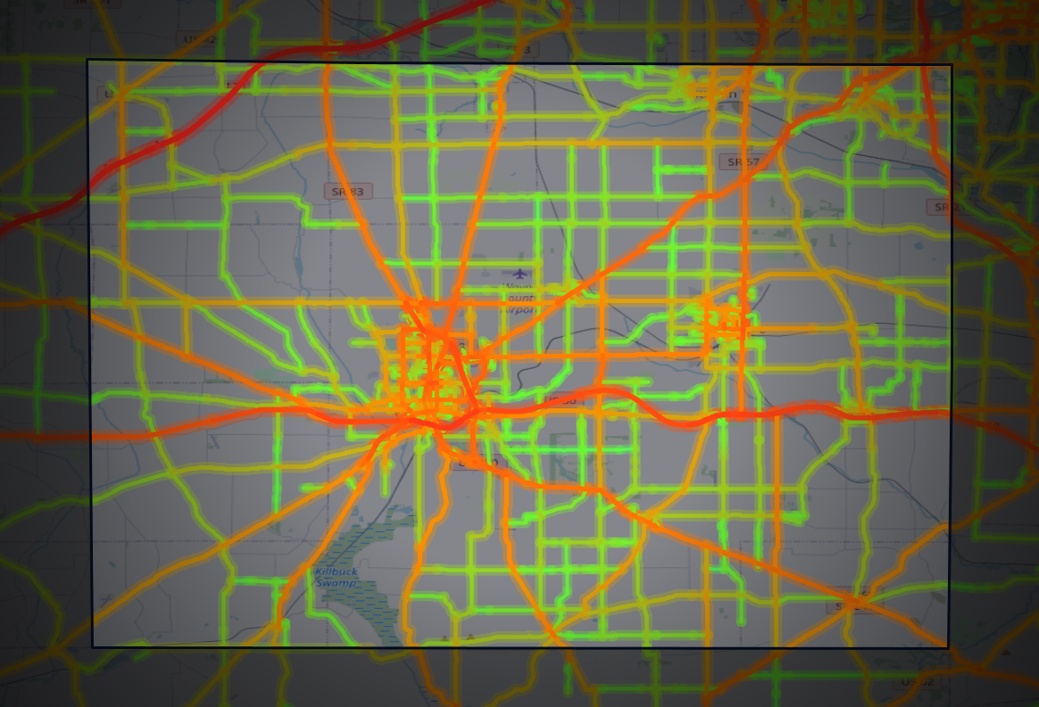 Traffic map of Wayne, Ohio