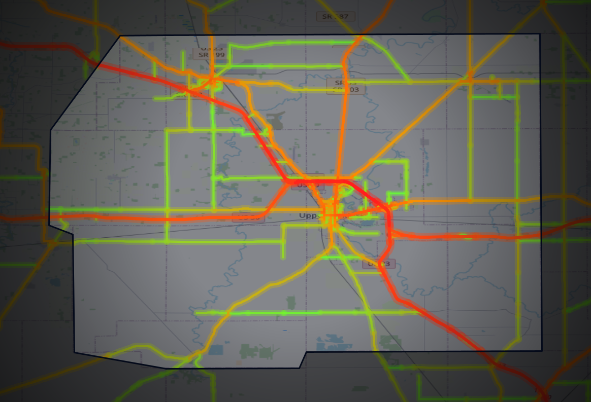 Traffic map of Wyandot, Ohio