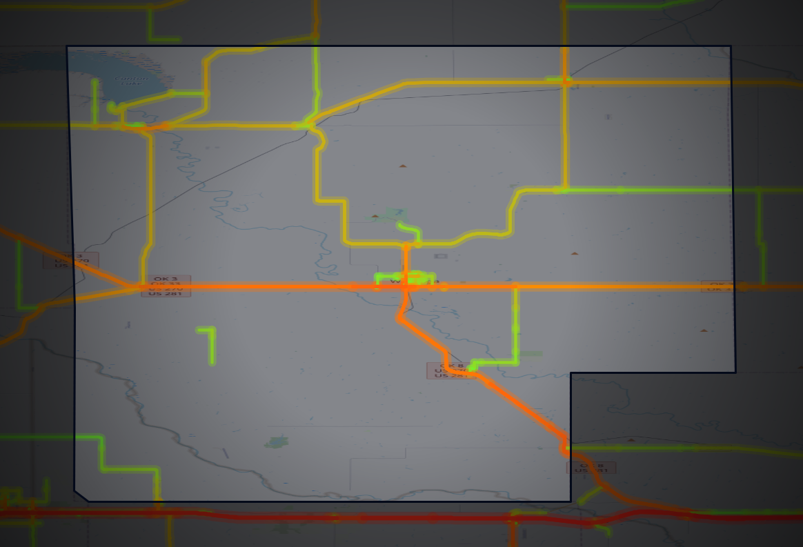 Traffic map of Blaine, Oklahoma