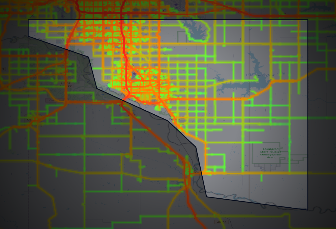 Traffic map of Cleveland, Oklahoma