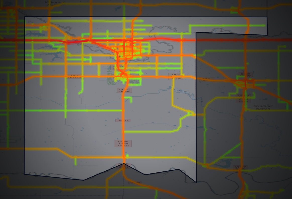 Traffic map of Pottawatomie, Oklahoma