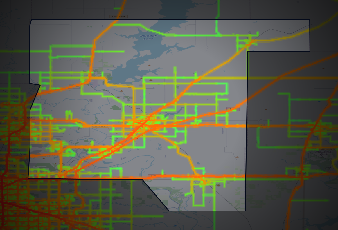 Traffic map of Rogers, Oklahoma