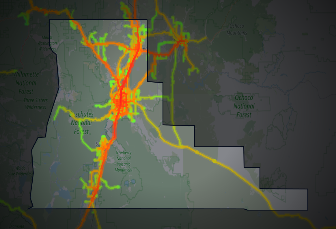 Traffic map of Deschutes, Oregon