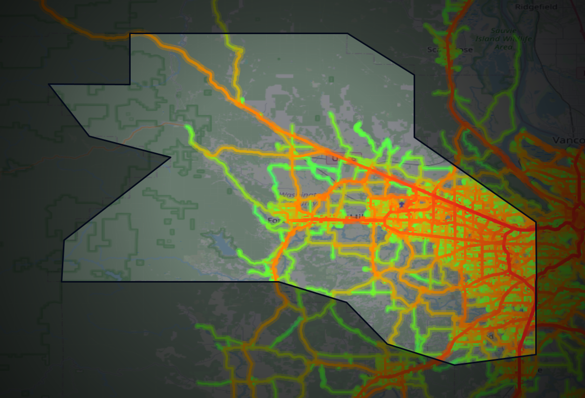 Traffic map of Washington, Oregon