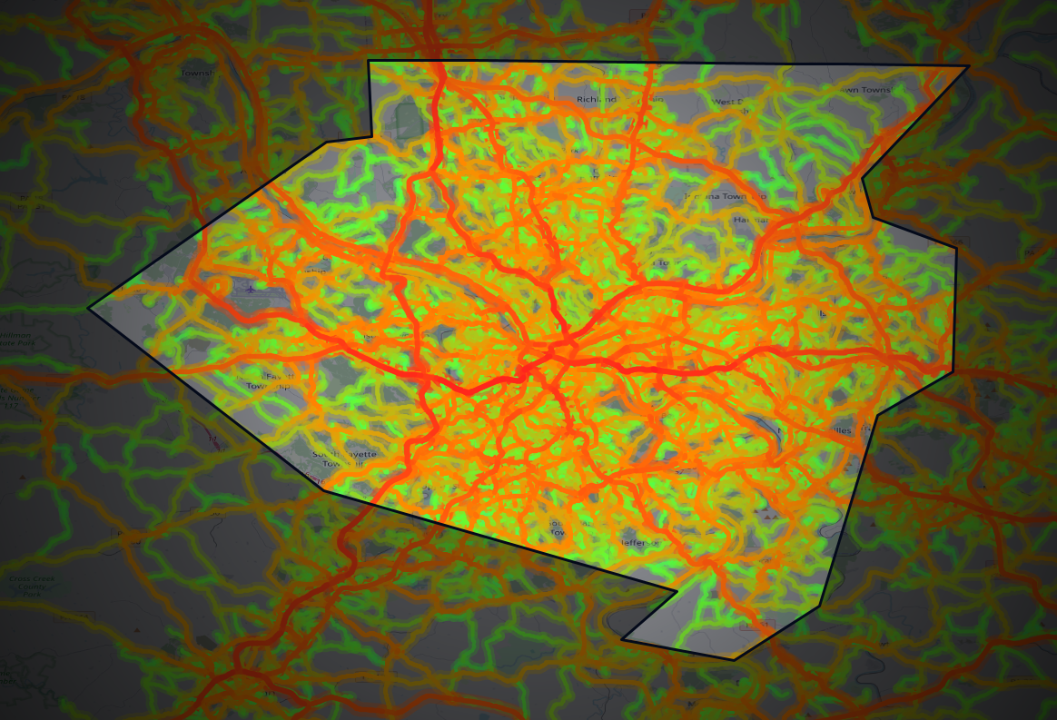 Traffic map of Allegheny, Pennsylvania