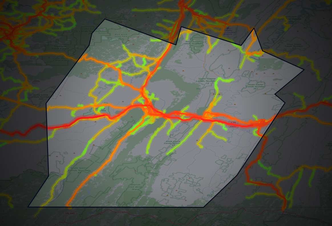 Traffic map of Bedford, Pennsylvania