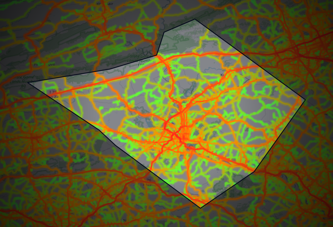 Traffic map of Berks, Pennsylvania