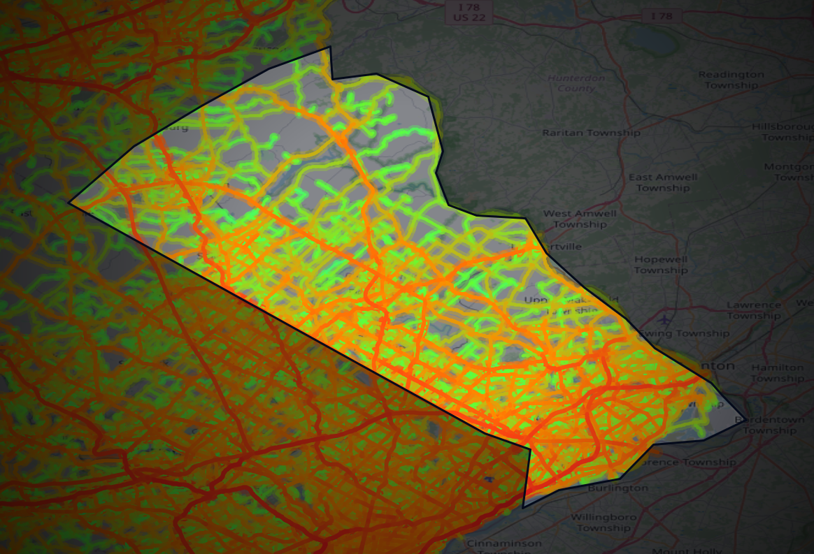Traffic map of Bucks, Pennsylvania