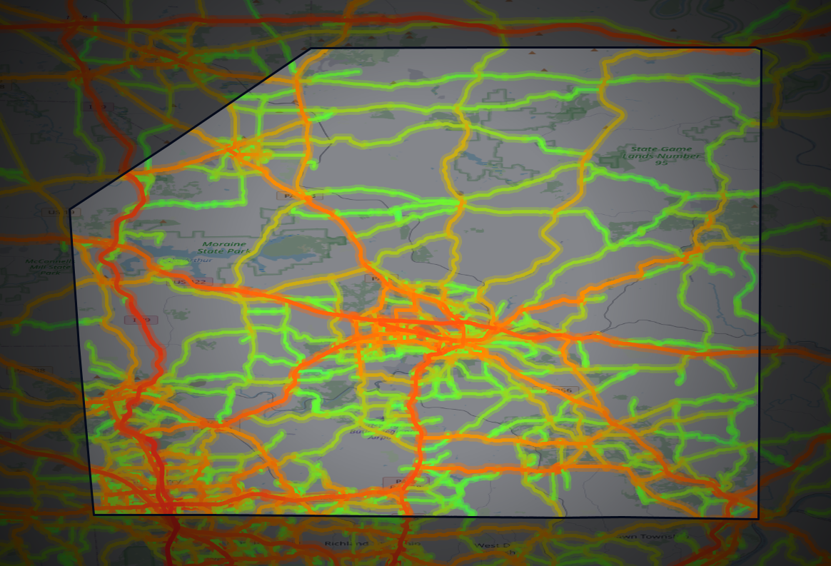 Traffic map of Butler, Pennsylvania