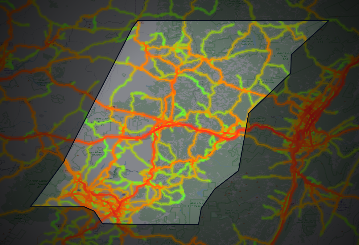 Traffic map of Cambria, Pennsylvania