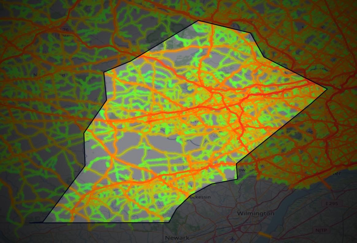 Traffic map of Chester, Pennsylvania