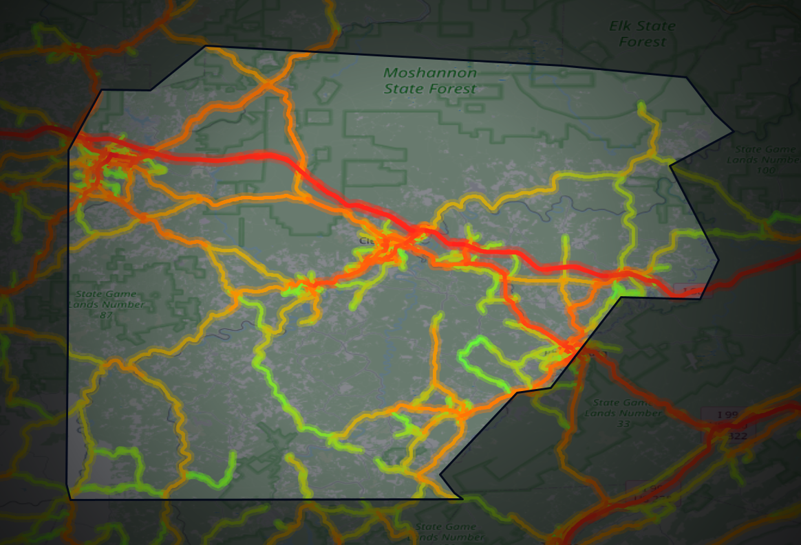 Traffic map of Clearfield, Pennsylvania
