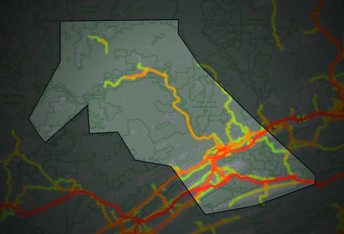 Traffic map of Clinton, Pennsylvania