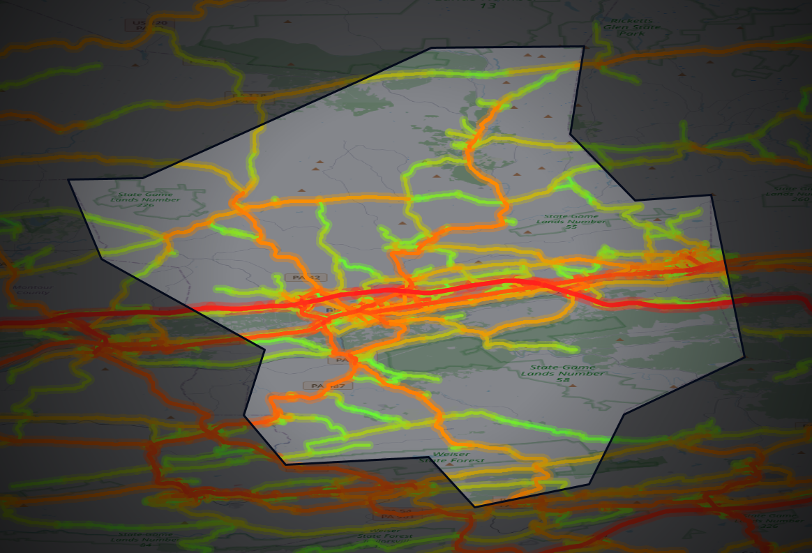 Traffic map of Columbia, Pennsylvania