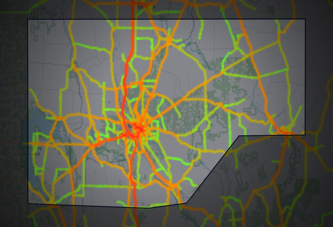 Traffic map of Crawford, Pennsylvania