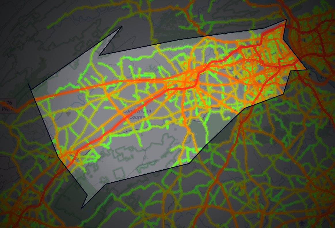 Traffic map of Cumberland, Pennsylvania